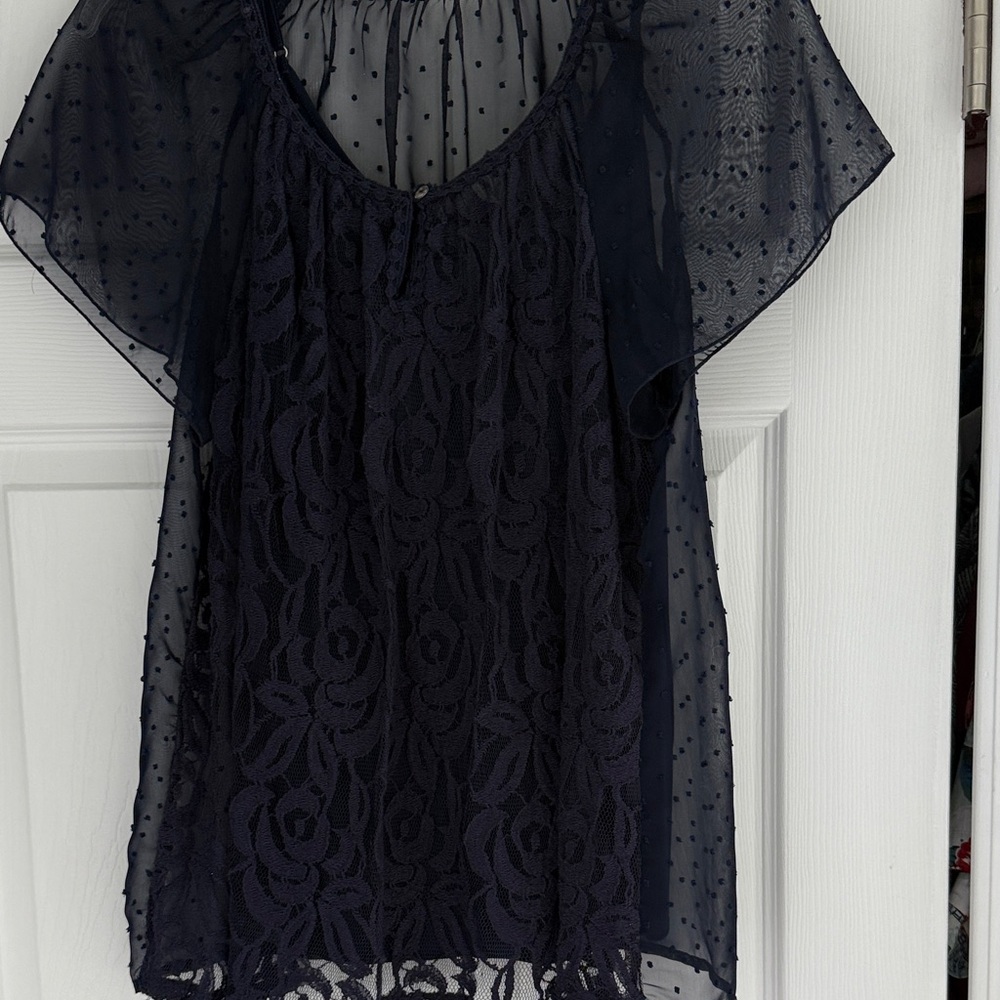 Elegant Navy Lace Women Top